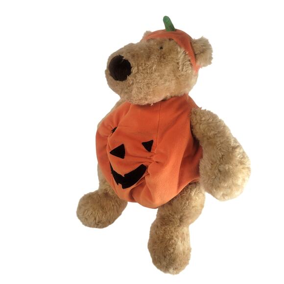 Halloween Pumpkin Bear Plush Stuffed Animal Brown Tan 16" Pottery Barn RARE - Picture 2 of 13